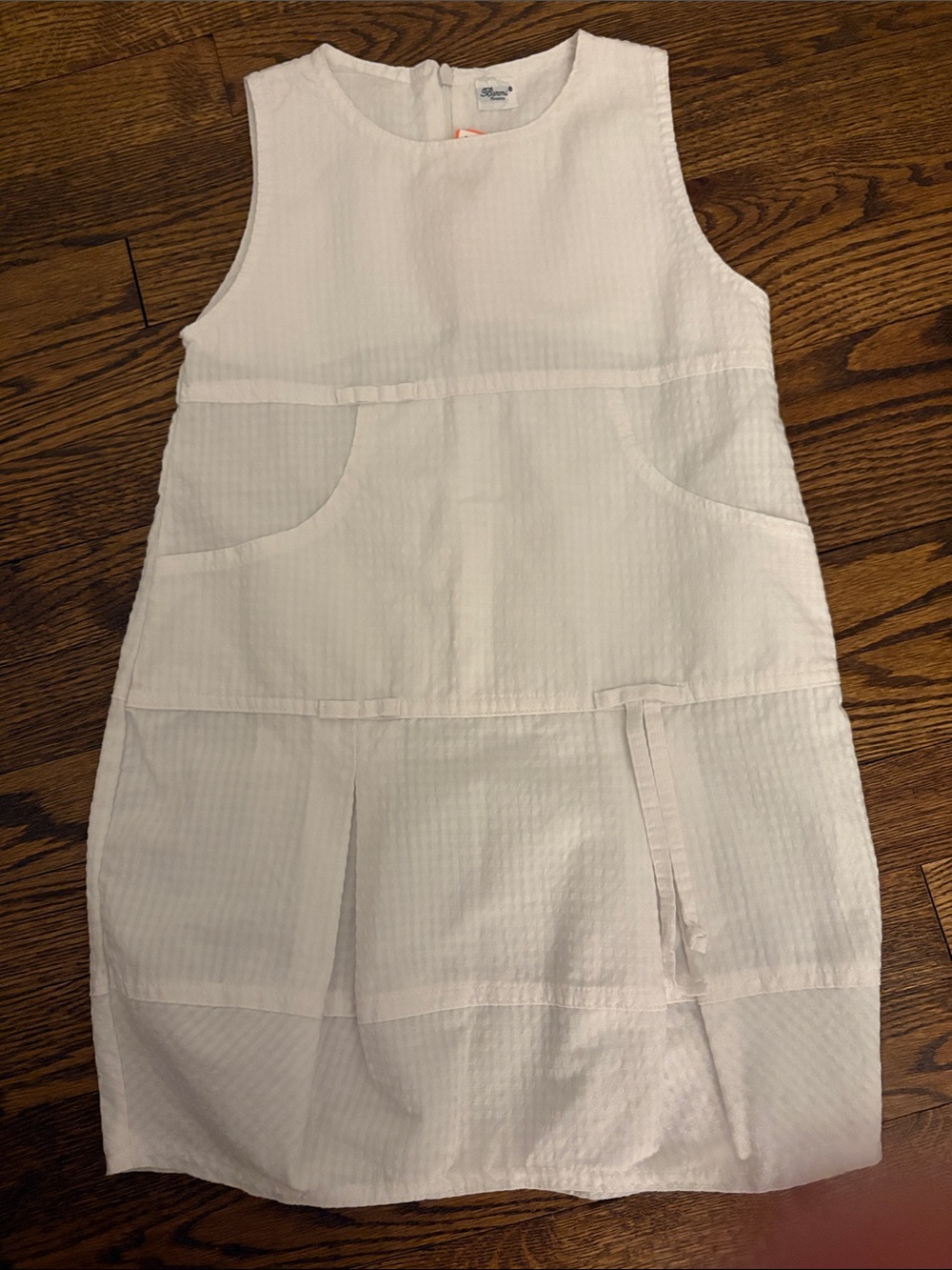 BARONI White cotton Sleeveless Seersucker Shift sundress  Dress sz 6